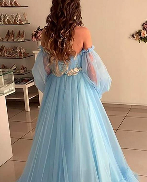 Light Blue Sexy Prom DressWedding Guest DressLong Sleeve Off Shoulde FlosLuna Light Blue Sexy Prom DressWedding Guest DressLong Sleeve Off Shoulde FlosLuna