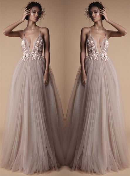 Prom Dress,Long Prom Dress,Sexy Backless Tulle Prom Dress,Unusual Prom Dress - FlosLuna
