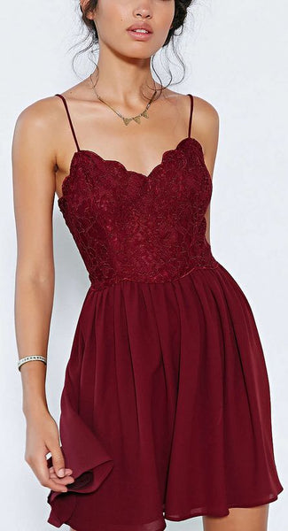 Short Lace Backless Prom Homecoming Dress | Flosluna Short Lace Backless Prom Homecoming Dress | Flosluna