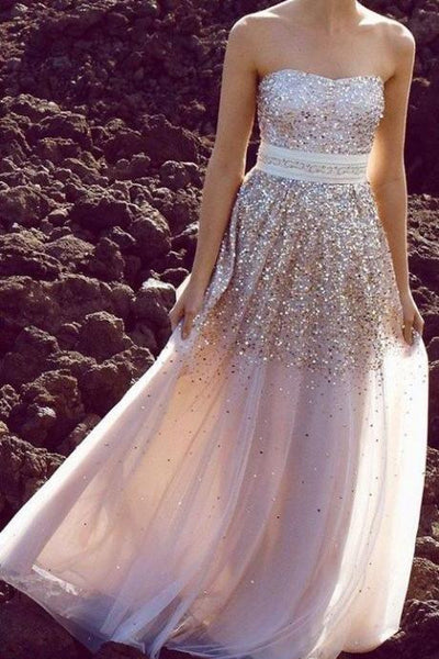 Gold Sequin Tulle Prom Dress& Gowns | Flosluna Gold Sequin Tulle Prom Dress& Gowns | Flosluna