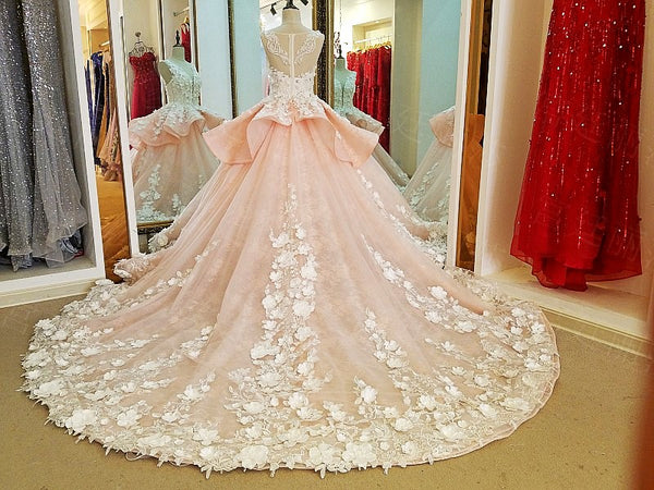 Luxury Ball Gown Flower Wedding Dress Online, Luxury Prom Dress | Flosluna Luxury Ball Gown Flower Wedding Dress Online, Luxury Prom Dress | Flosluna