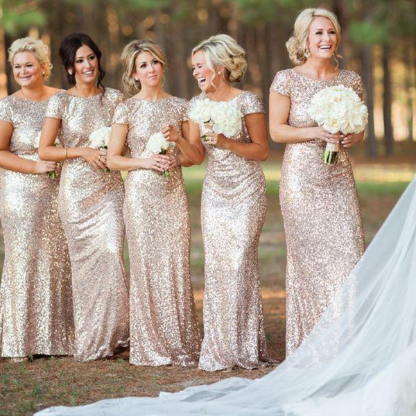 Mermaid Cap Sleeve Bridesmaid Dress,Sequin Bridesmaid Dress | Flosluna Mermaid Cap Sleeve Bridesmaid Dress,Sequin Bridesmaid Dress | Flosluna