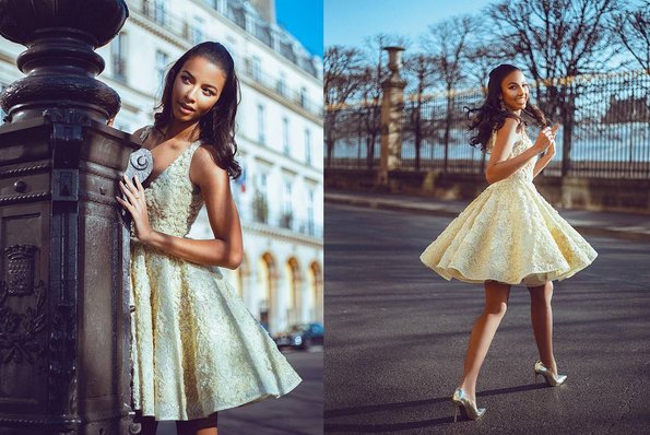 Short V Neck Light Yellow Pretty Homecoming Dress with Lace | Flosluna Short V Neck Light Yellow Pretty Homecoming Dress with Lace | Flosluna