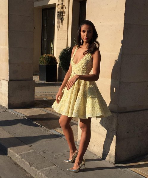 Short V Neck Light Yellow Pretty Homecoming Dress with Lace | Flosluna Short V Neck Light Yellow Pretty Homecoming Dress with Lace | Flosluna