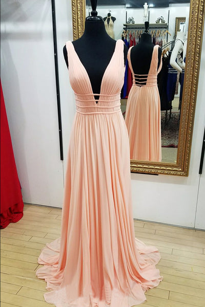 Peach Long Prom/Evening/Bridesmaid Dress | Flosluna Peach Long Prom/Evening/Bridesmaid Dress | Flosluna