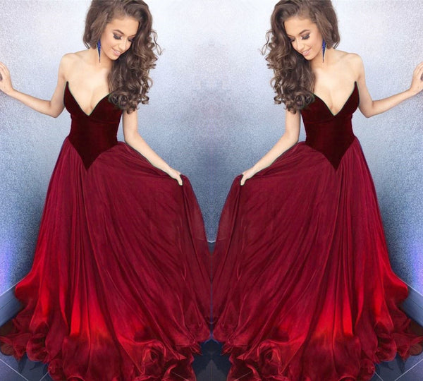 Burgundy Organza Ball Gown Evening Dress | Flosluna Burgundy Organza Ball Gown Evening Dress | Flosluna