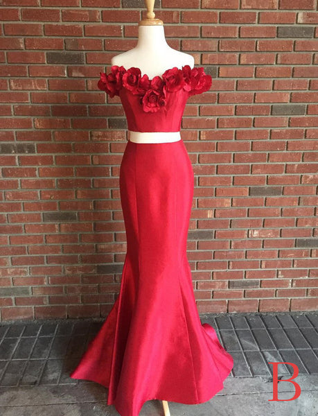 Charming Flower Satin Prom Dress | Flosluna Charming Flower Satin Prom Dress | Flosluna