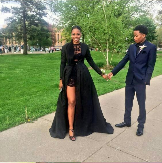 Unique Long Sleeve Jacket with Lace Skirt Prom Dress | Flosluna Unique Long Sleeve Jacket with Lace Skirt Prom Dress | Flosluna