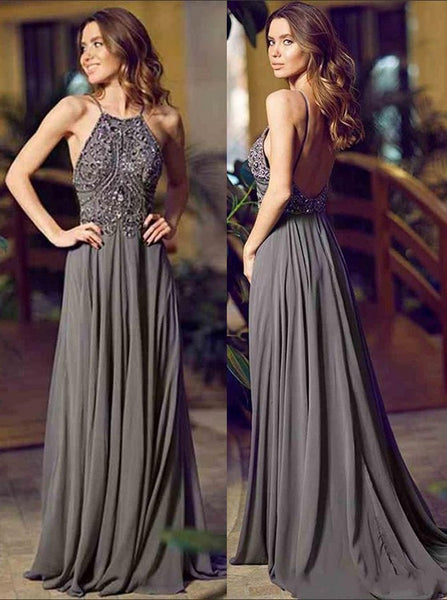 Prom Dress sexy Black Deep V-neck Chiffon Side Slit Long Prom Dresses Prom Gowns - FlosLuna