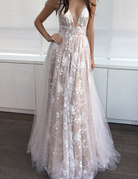 Lace Tulle Prom/Evening Dresses & Gowns | Flosluna Lace Tulle Prom/Evening Dresses & Gowns | Flosluna