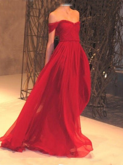 A-line Off the Shoulder Sweetheart Burgundy Chiffon Prom Evening Gowns Ruched Bridesmaid Dress Maroon Red Prom Dress - FlosLuna