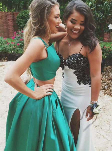 Two Pieces Prom Dress,Sexy Prom Dress With Pocket | Flosluna Two Pieces Prom Dress,Sexy Prom Dress With Pocket | Flosluna