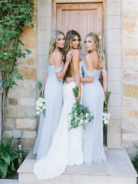 Mismatched Grey Bridesmaid Dress,Off Shoulder Prom Dress | Flosluna FlosLuna Mismatched Grey Bridesmaid Dress,Off Shoulder Prom Dress | Flosluna FlosLuna