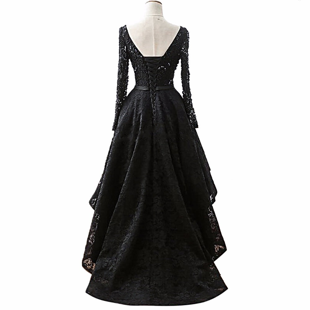 lace long sleeve High Low Prom Dress | Flosluna – FlosLuna