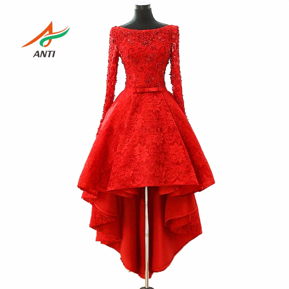 lace long sleeve High Low Prom Dress | Flosluna – FlosLuna