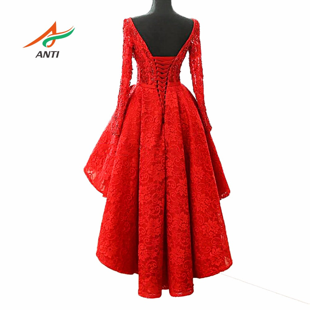 lace long sleeve High Low Prom Dress | Flosluna – FlosLuna