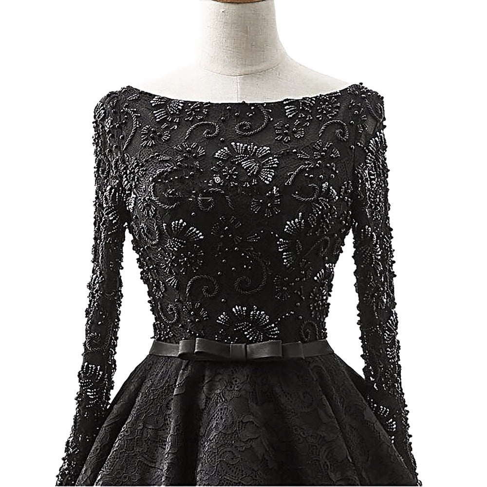 lace long sleeve High Low Prom Dress | Flosluna – FlosLuna