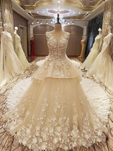 Luxury Ball Gown Flower Wedding Dress Online, Luxury Prom Dress | Flosluna FlosLuna Luxury Ball Gown Flower Wedding Dress Online, Luxury Prom Dress | Flosluna FlosLuna
