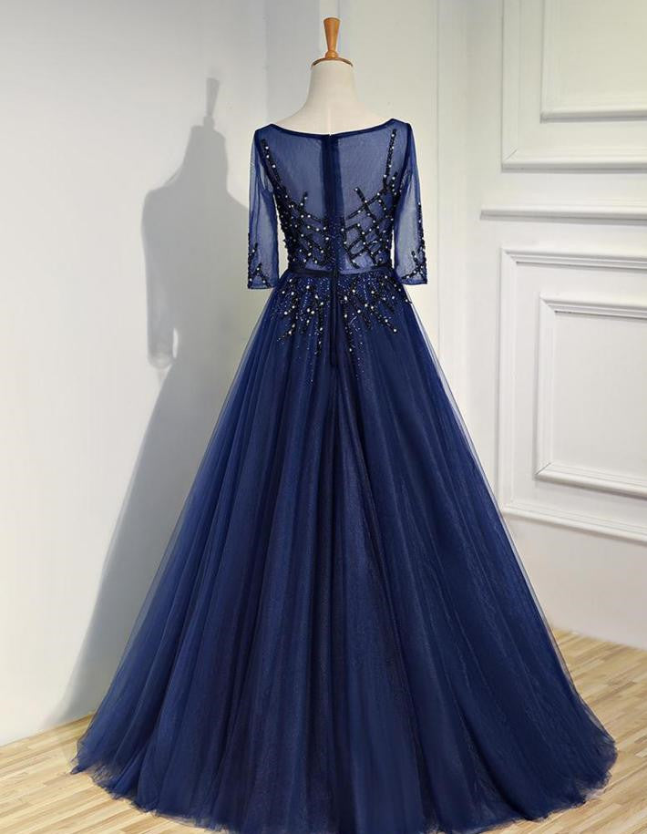Long Sleeve Tulle Prom Dress – V-Neck, Puffy Sleeves, A-Line Princess Gown For Formal Evening Party Or Wedding, Aqua, Size 14