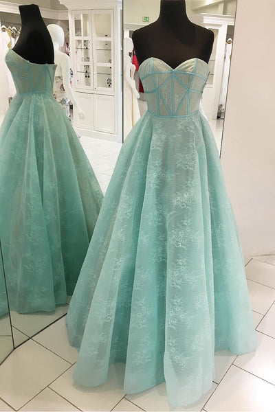 Stylish Sweetheart Mint Lace Long Prom/Evening Dress,Aqua Tiffany Prom Evening Dress - FlosLuna